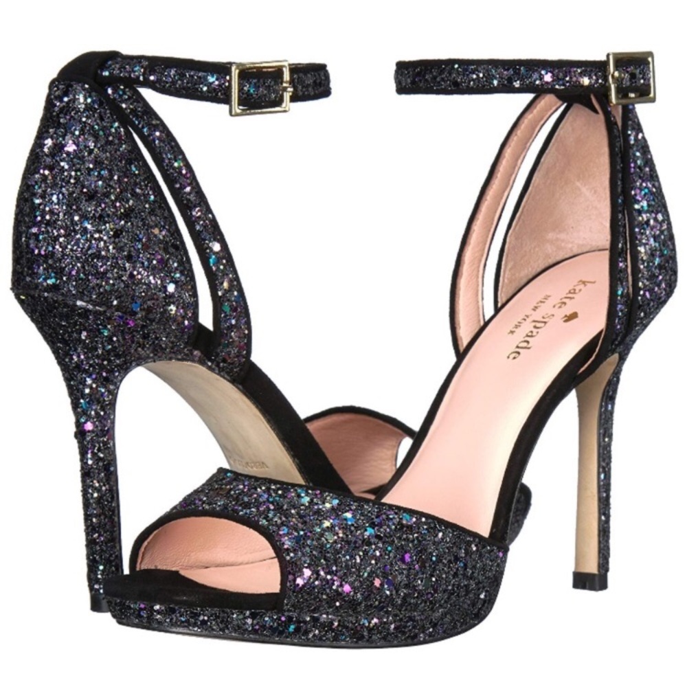 Kate spade midnight sparkle ankle strap heels
